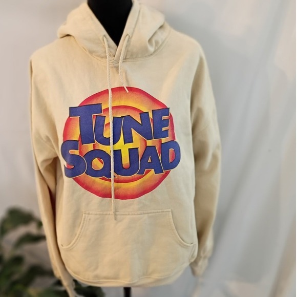 Warner Bros. Other - Looney Tunes Space Jam Tune Squad Hoodie Cream Beige Graphic Pullover Mens Small
